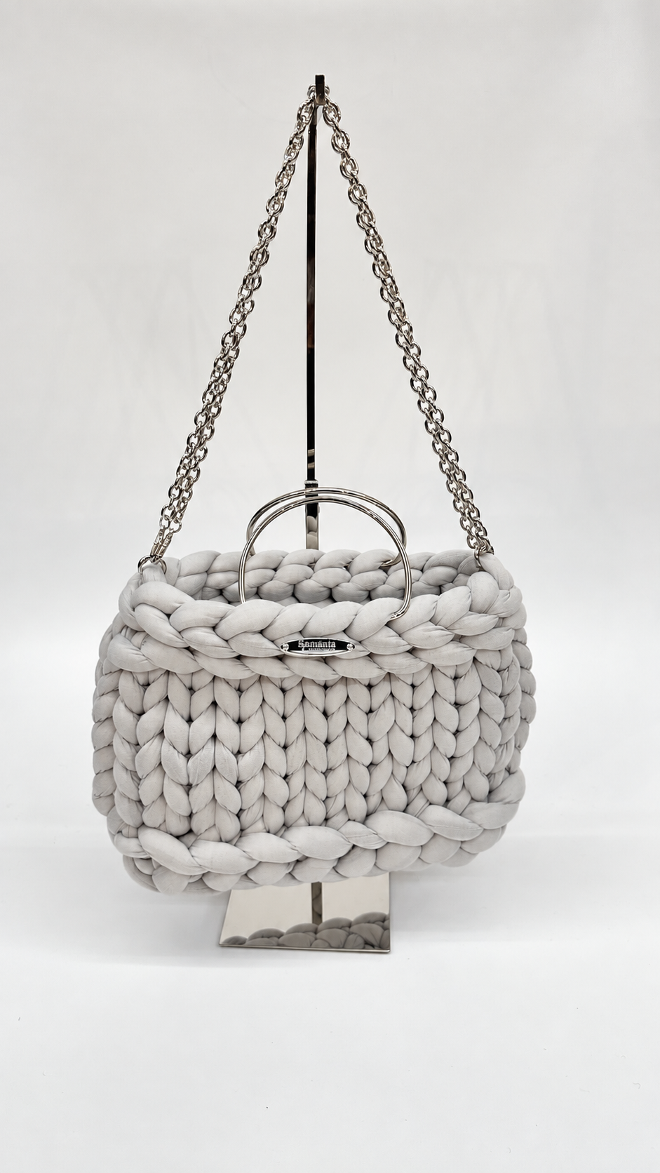 BORSA SOFT GREY INTRECCIATA