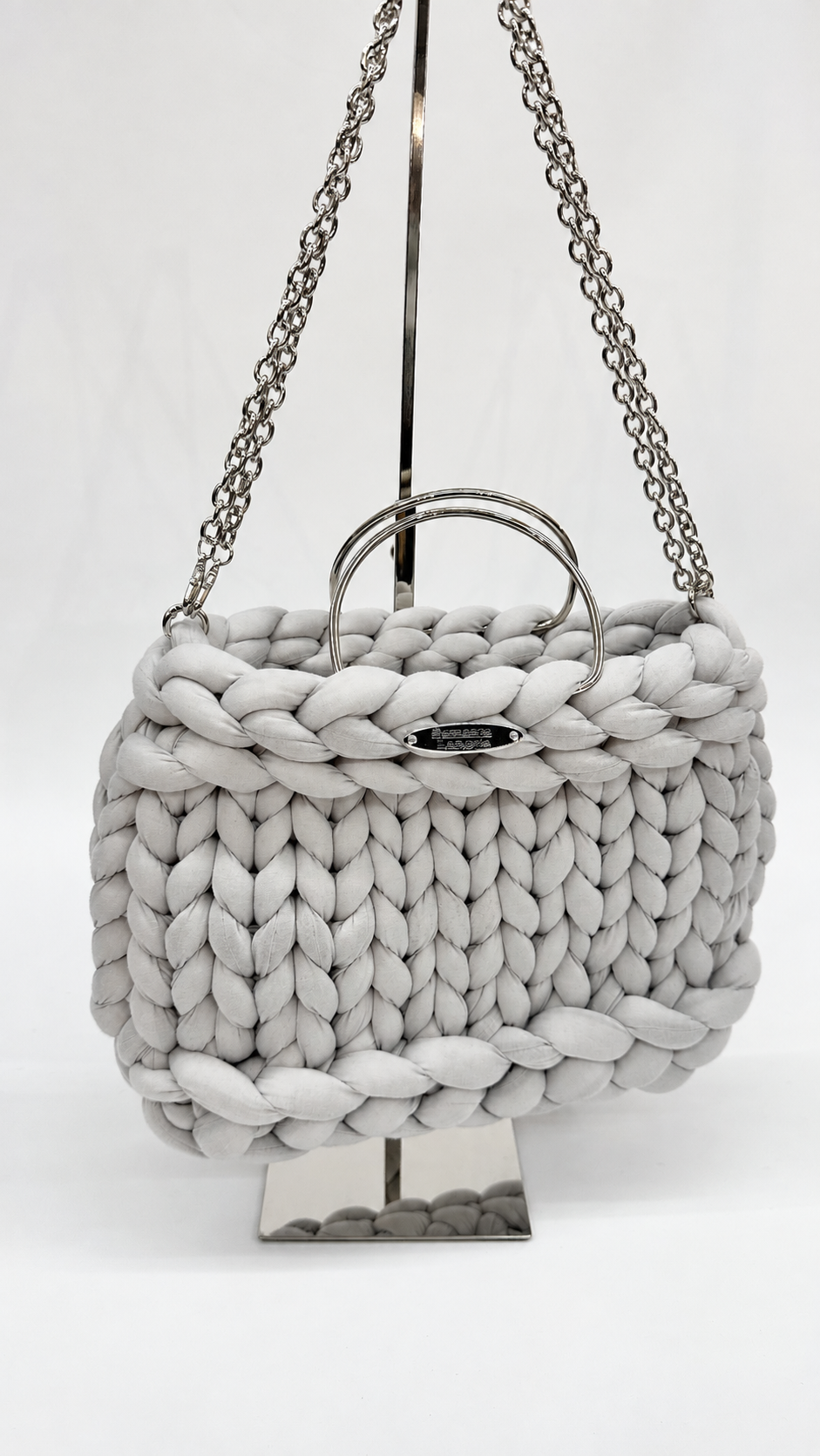 BORSA SOFT GREY INTRECCIATA
