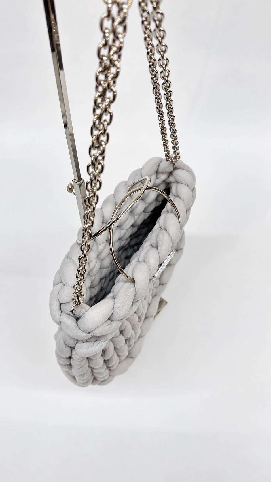 BORSA SOFT GREY INTRECCIATA