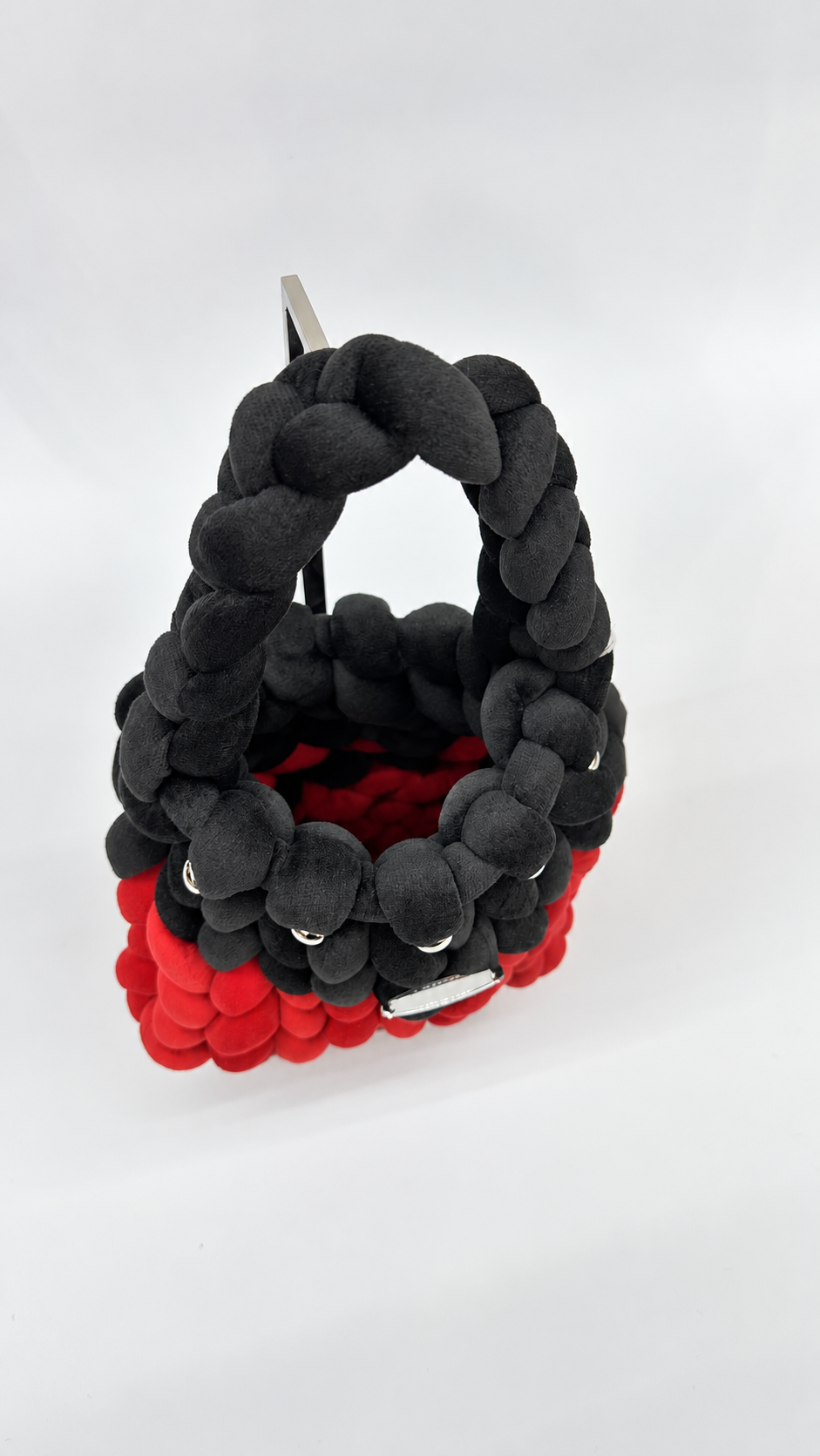 BORSA SOFT BLACK & RED INTRECCIATA