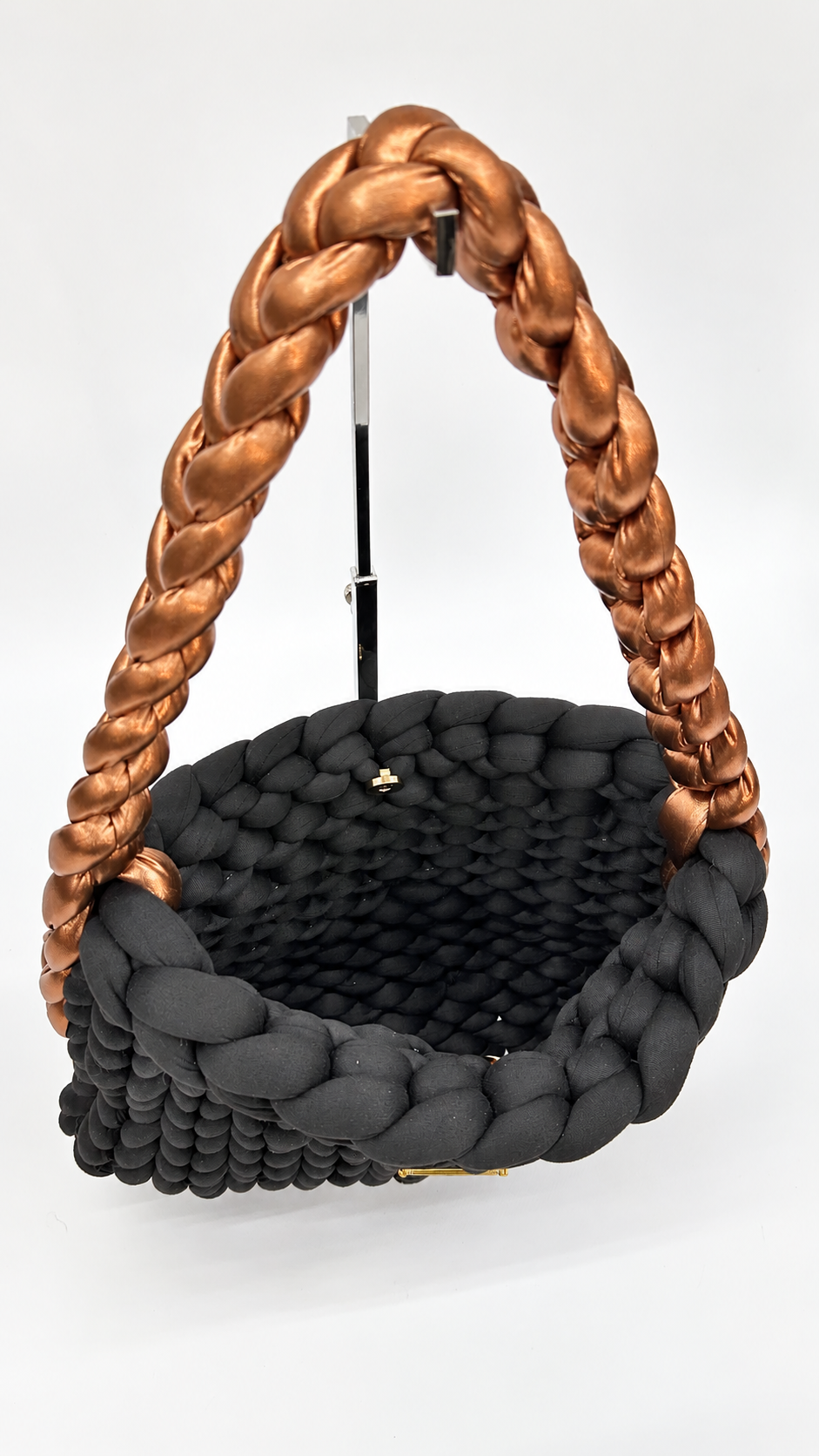 BORSETTA BLACK COPPER INTRECCIATA