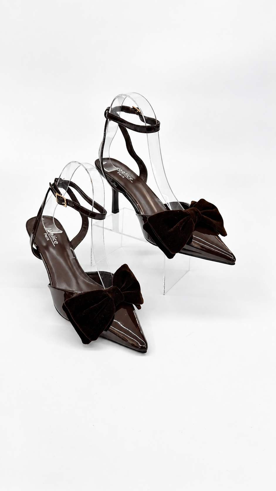 TACCHI LUCIDI CON FIOCCO BROWN