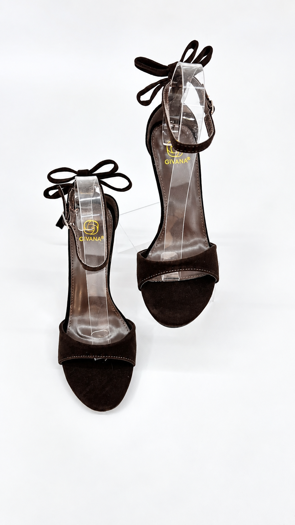 SANDALI IN VELLUTO CON FIOCCO SUL RETRO BROWN (39)