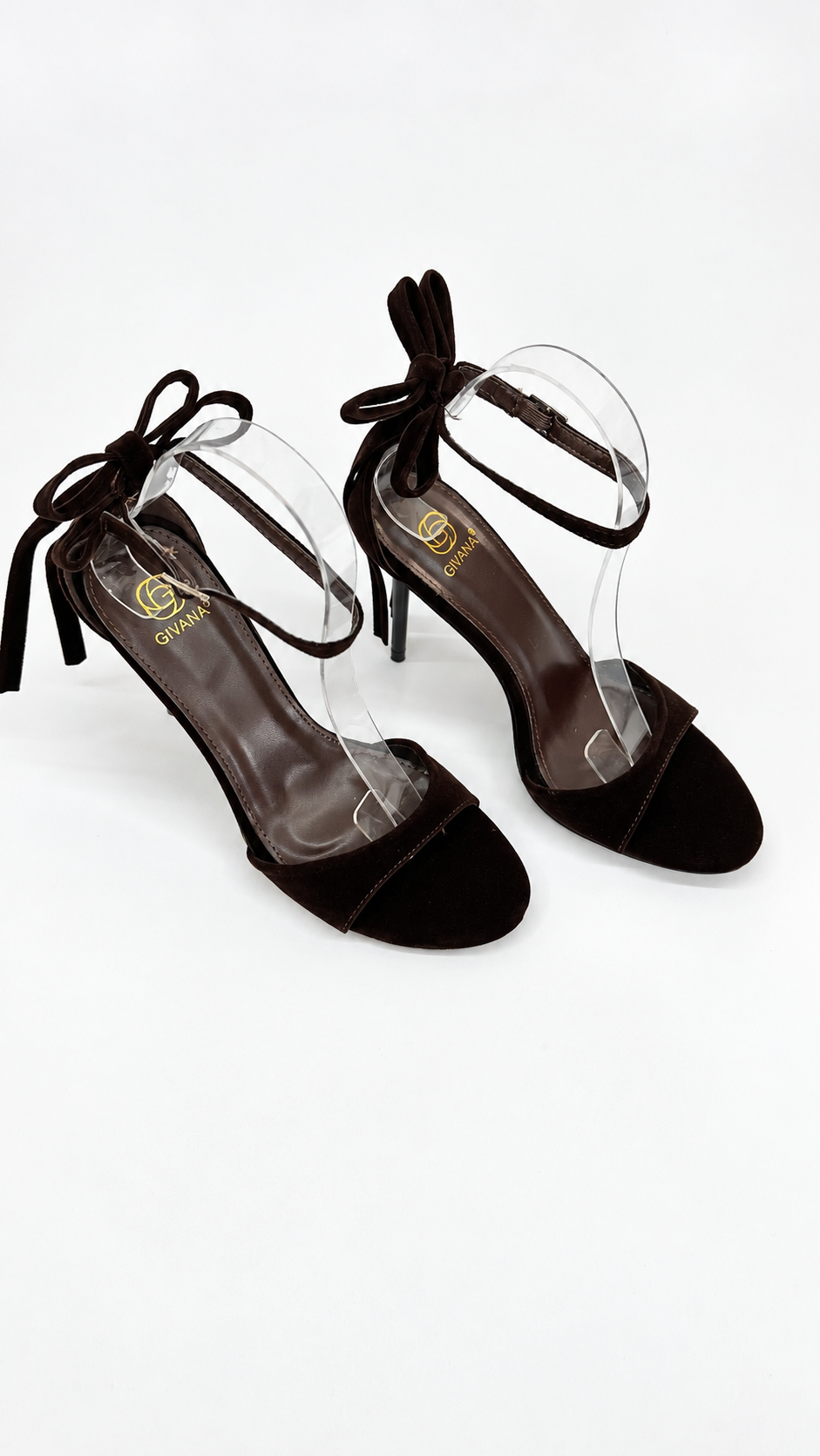 SANDALI IN VELLUTO CON FIOCCO SUL RETRO BROWN (39)