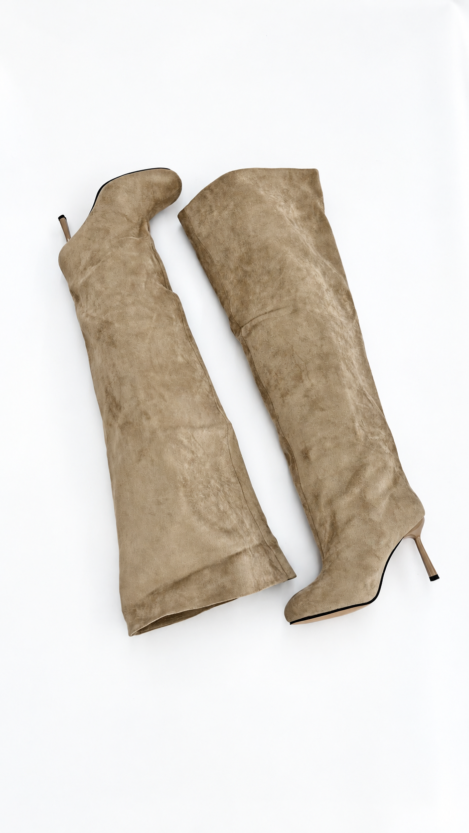 STIVALE ALTO SCAMOSCIATO PUNTA QUADRATA BEIGE