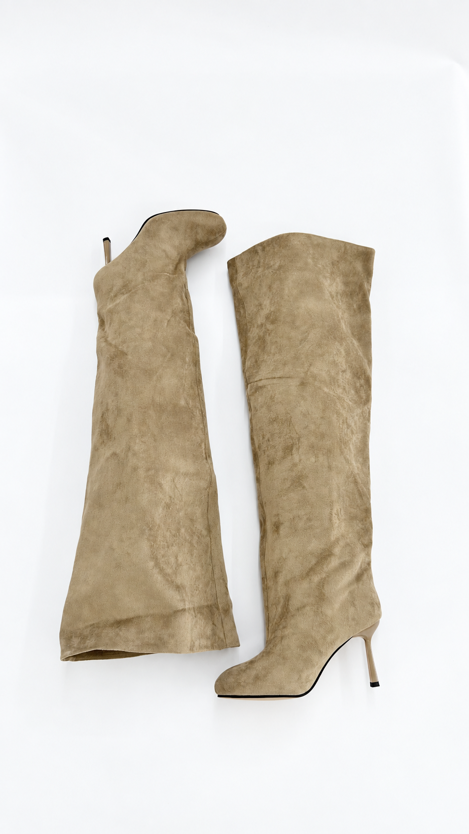 STIVALE ALTO SCAMOSCIATO PUNTA QUADRATA BEIGE