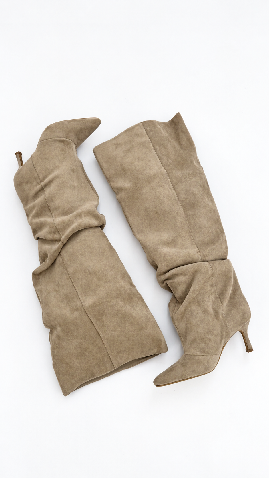 STIVALE ALTO SCAMOSCIATO A PUNTA BEIGE