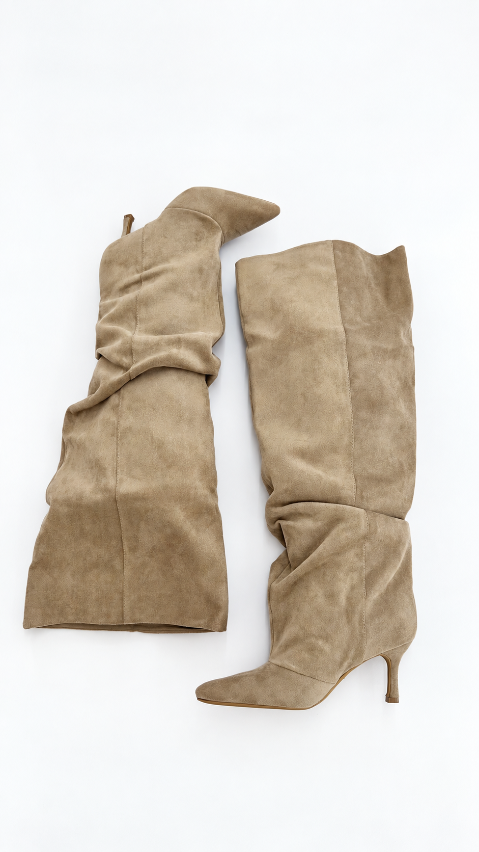 STIVALE ALTO SCAMOSCIATO A PUNTA BEIGE