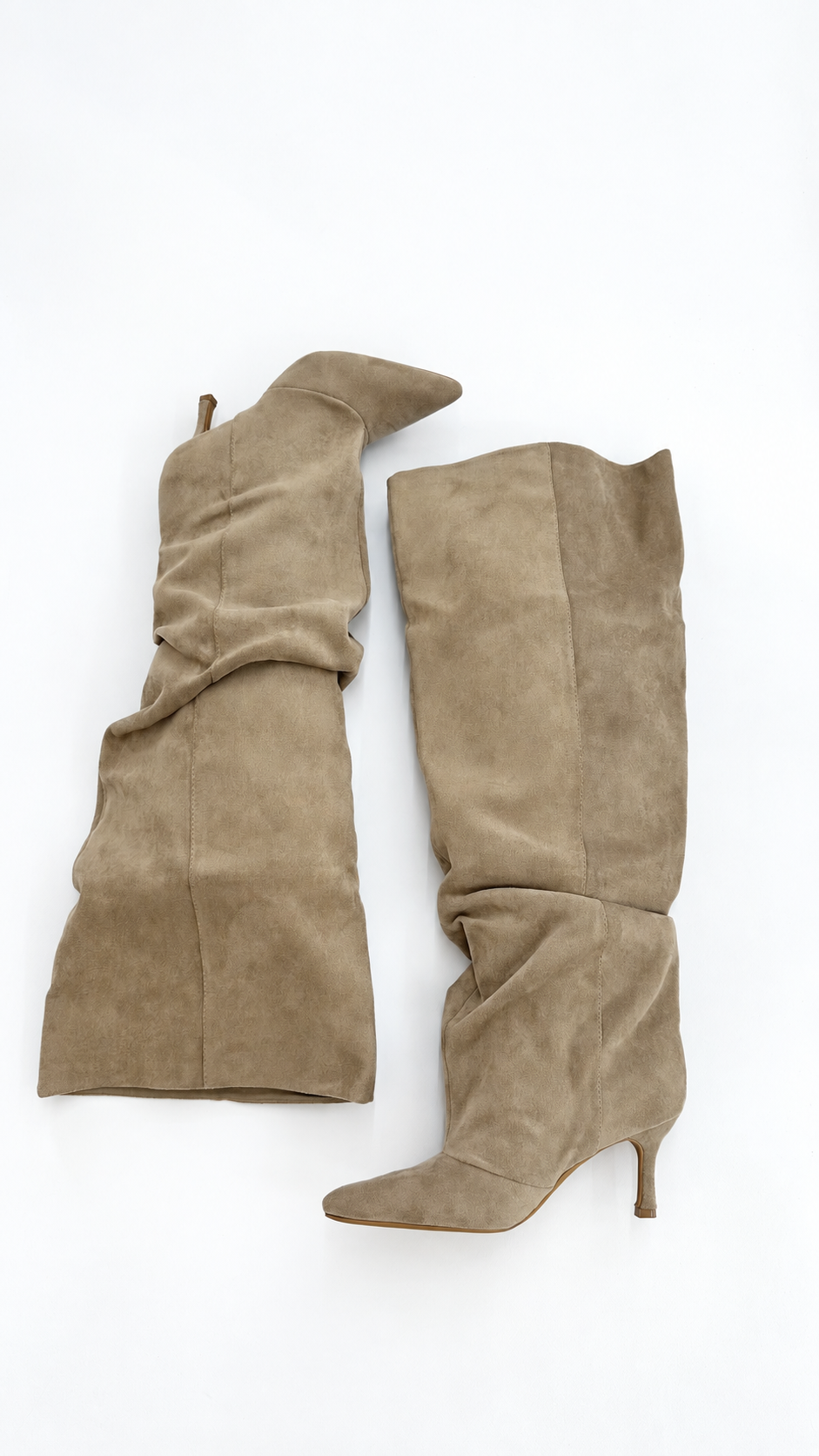 STIVALE ALTO SCAMOSCIATO A PUNTA BEIGE