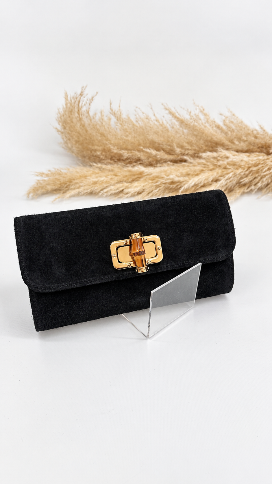 POCHETTE SCAMOSCIATA BAMBOO NERA