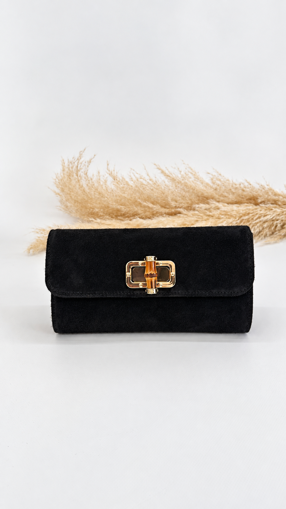 POCHETTE SCAMOSCIATA BAMBOO NERA