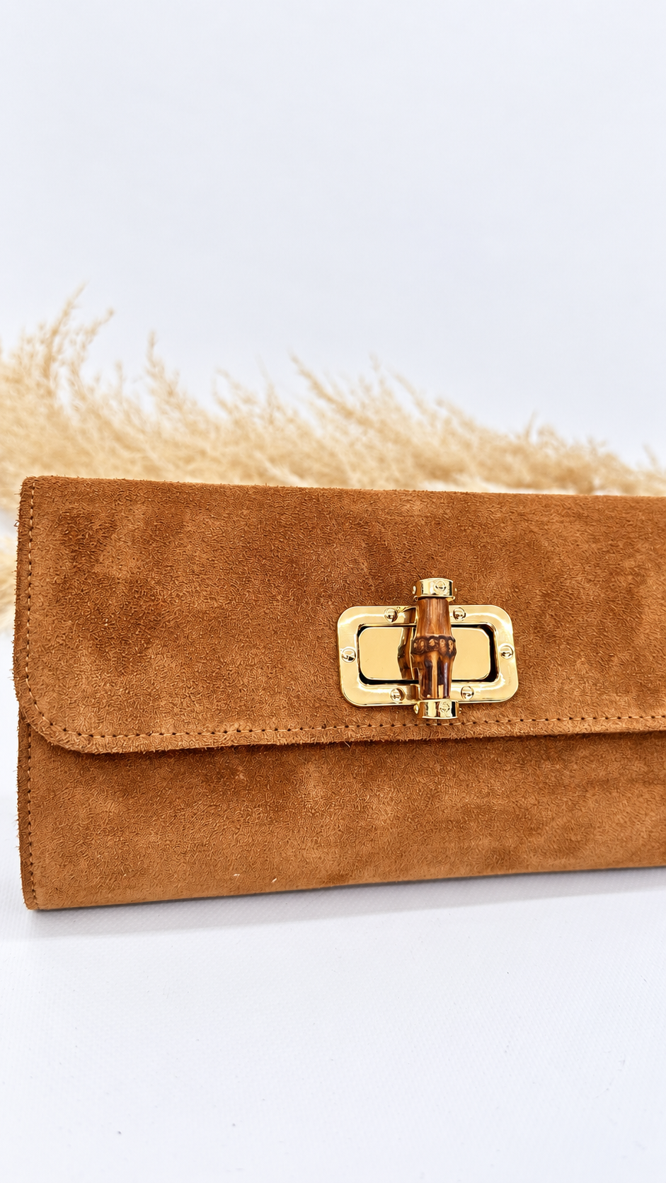 POCHETTE SCAMOSCIATA BAMBOO CAMEL