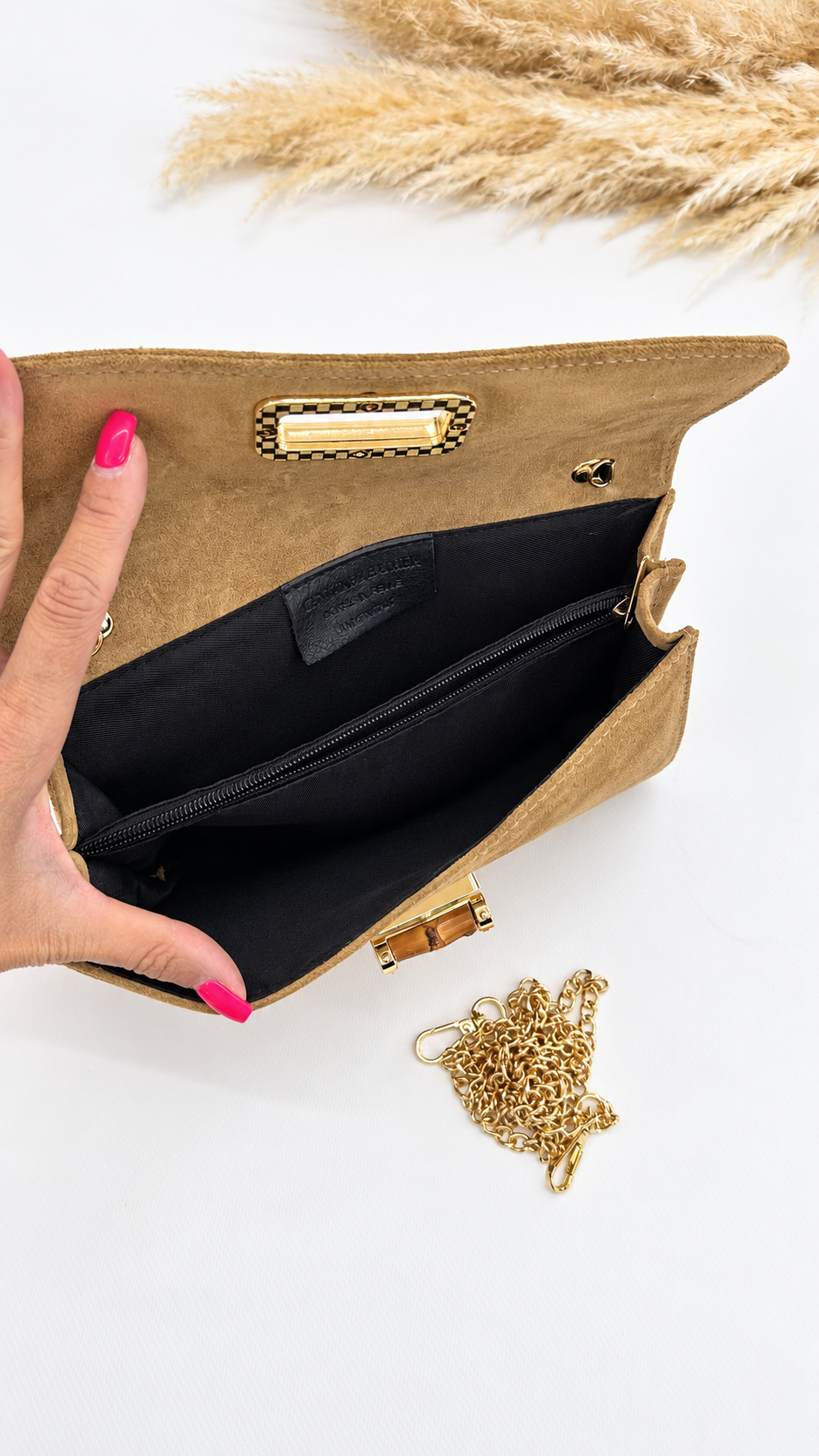 POCHETTE SCAMOSCIATA BAMBOO BEIGE