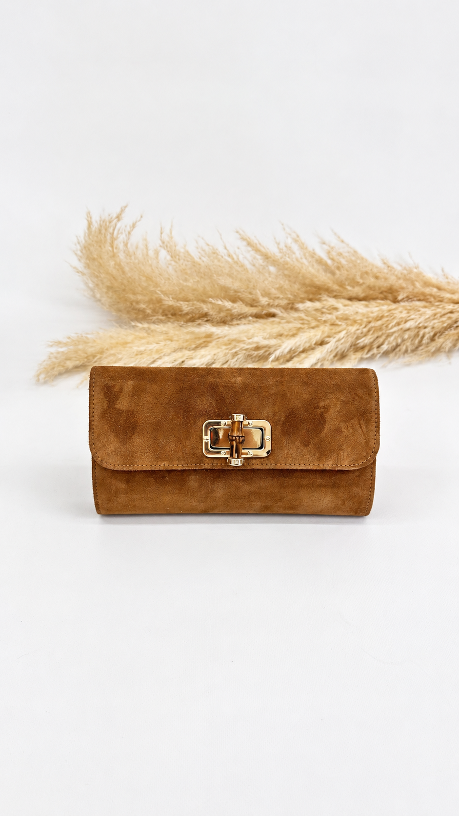 POCHETTE SCAMOSCIATA BAMBOO CAMEL