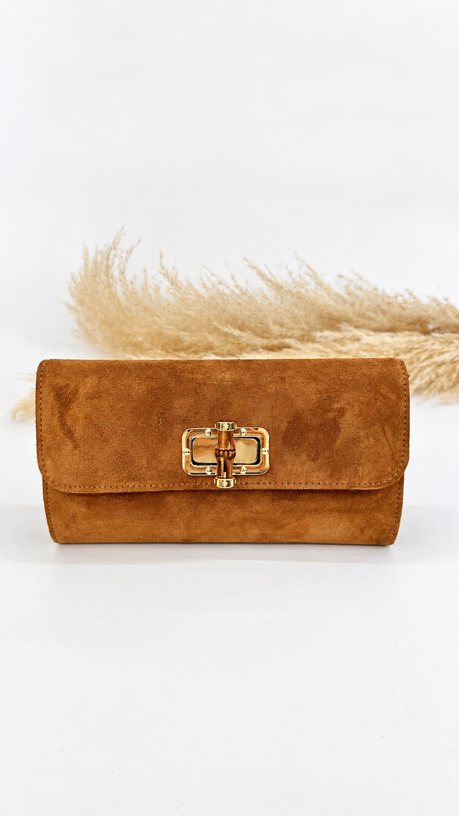 POCHETTE SCAMOSCIATA BAMBOO CAMEL