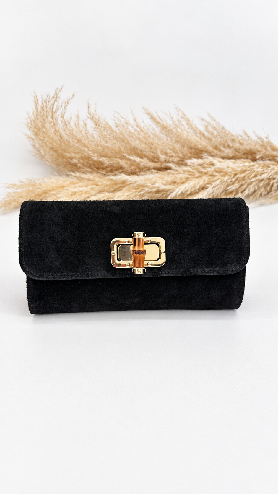 POCHETTE SCAMOSCIATA BAMBOO NERA