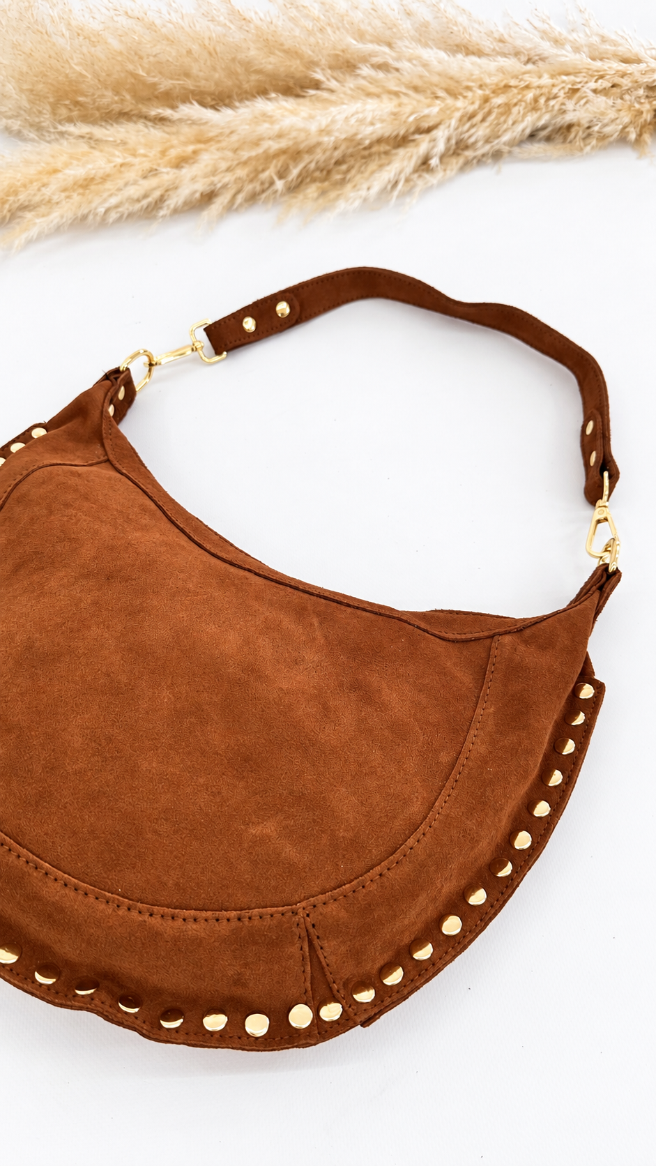 BORSA MOON CON BORCHIE CAMEL