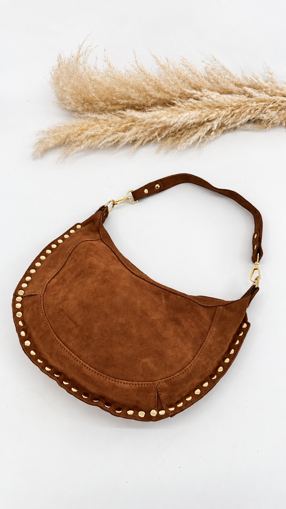 BORSA MOON CON BORCHIE CAMEL