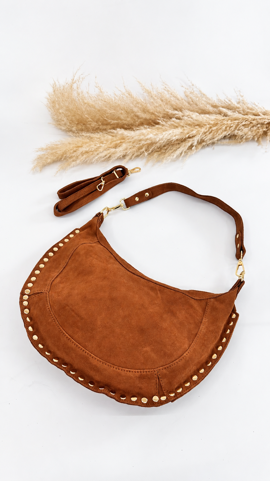 BORSA MOON CON BORCHIE CAMEL