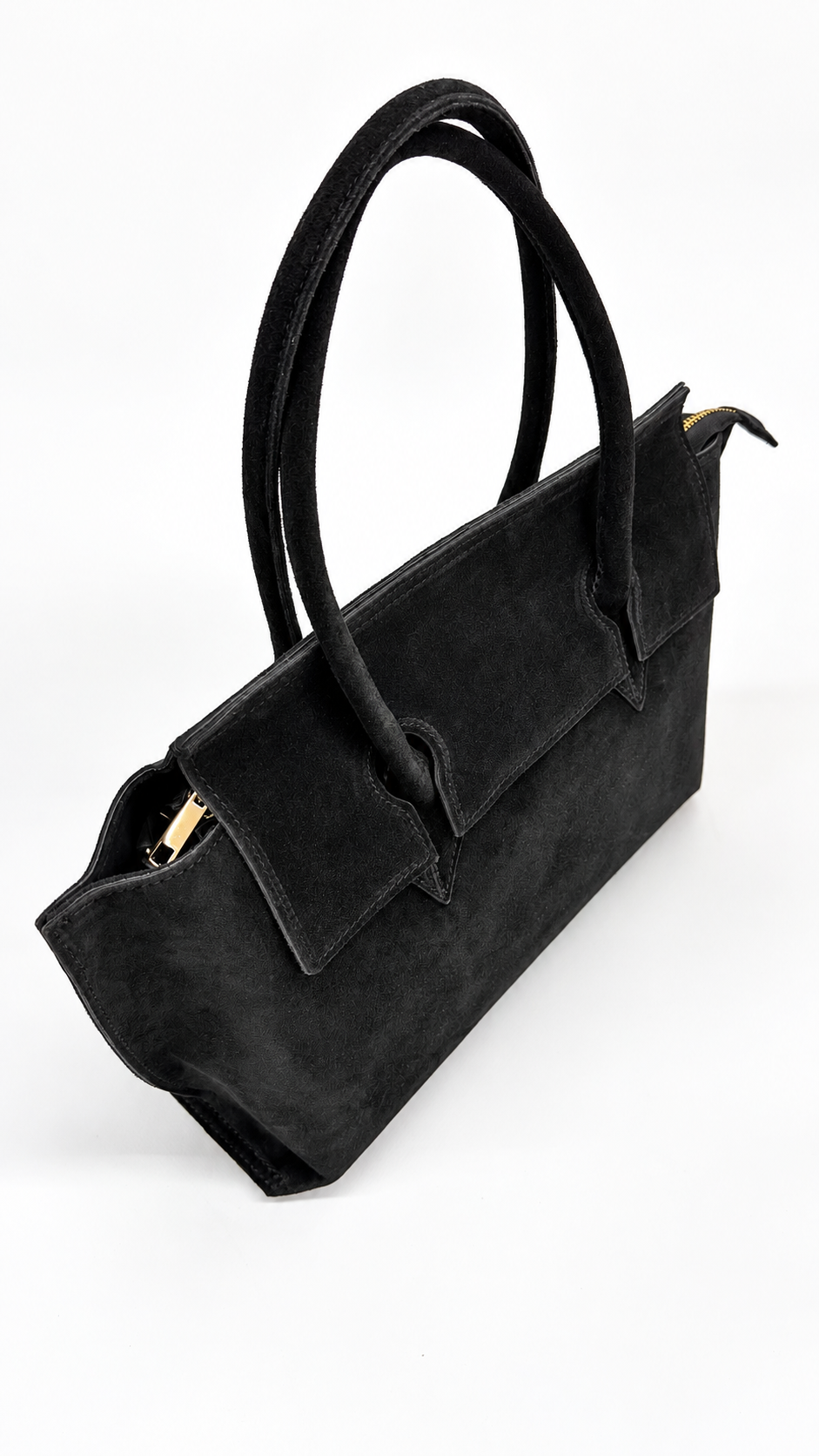 BORSA SCAMOSCIATA NERA MEDIA