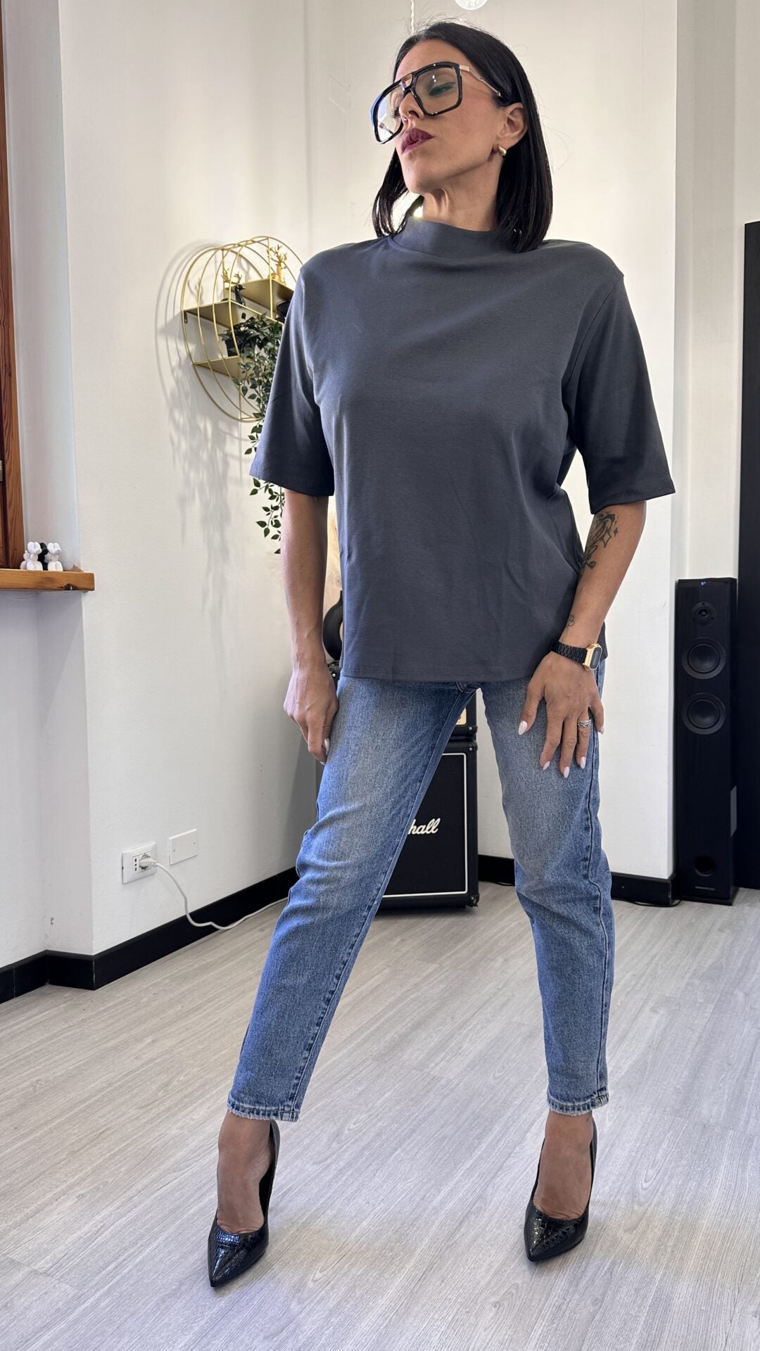 T-SHIRT TAGLIO UOMO GRIGIA SCURA