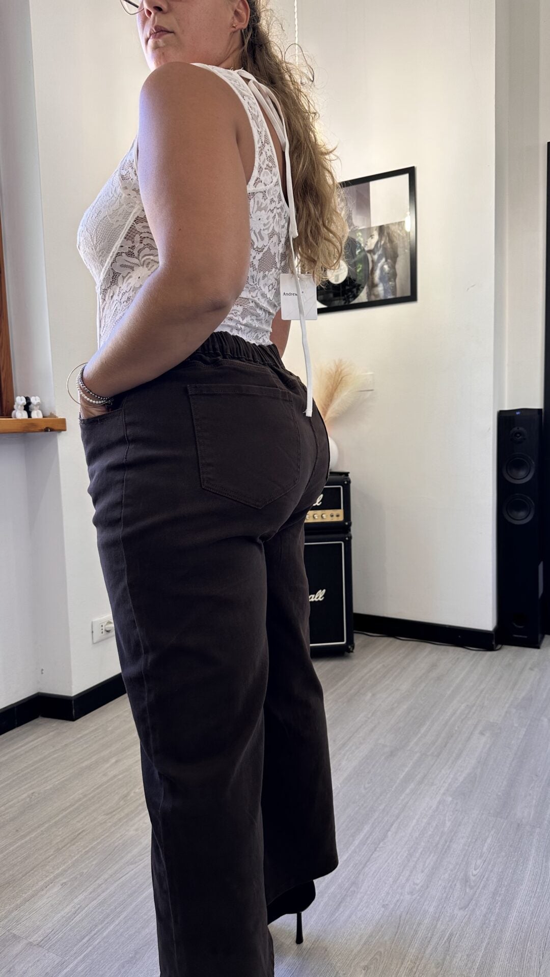0088 JEANS A PALAZZO MARRONE