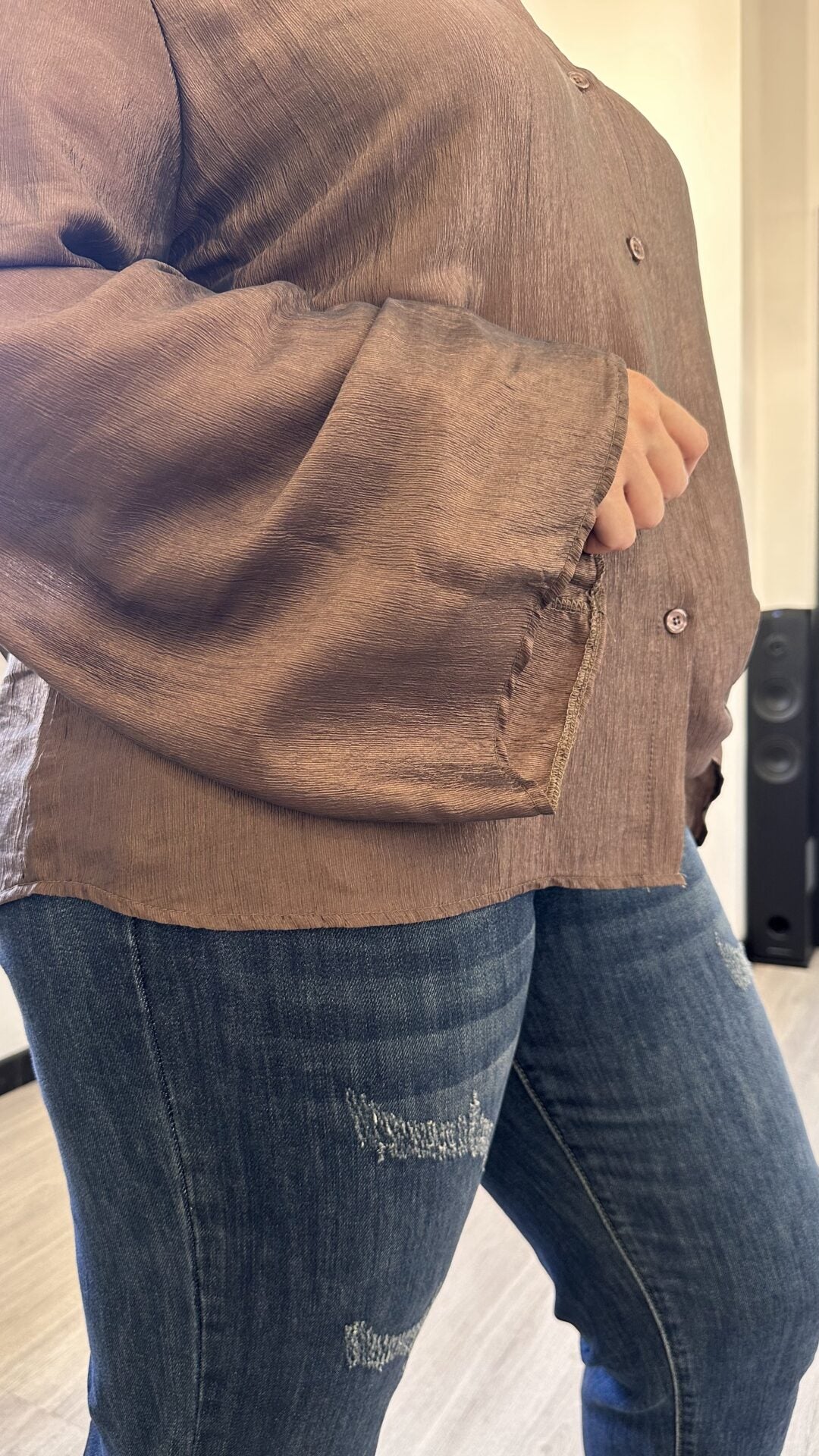 CAMICIA SATIN MARRONE