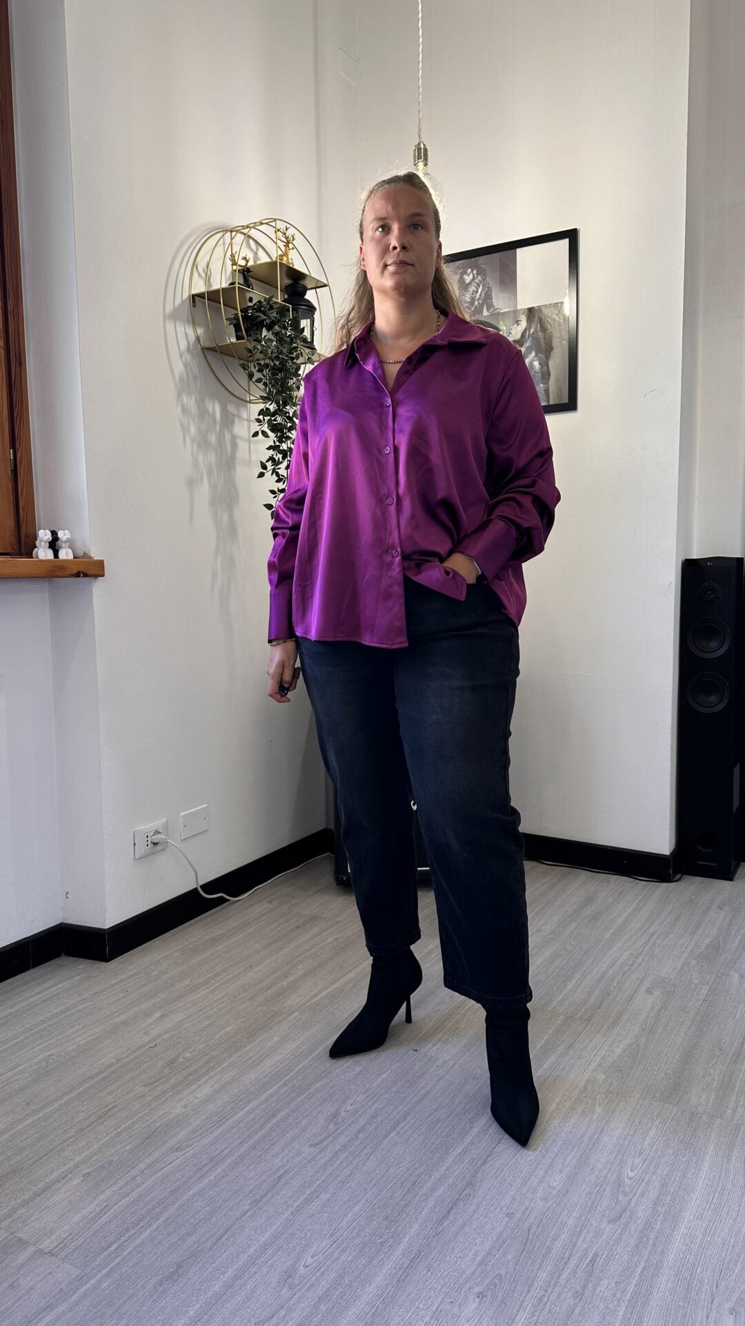 CAMICIA SATIN LISCIA CICLAMINO