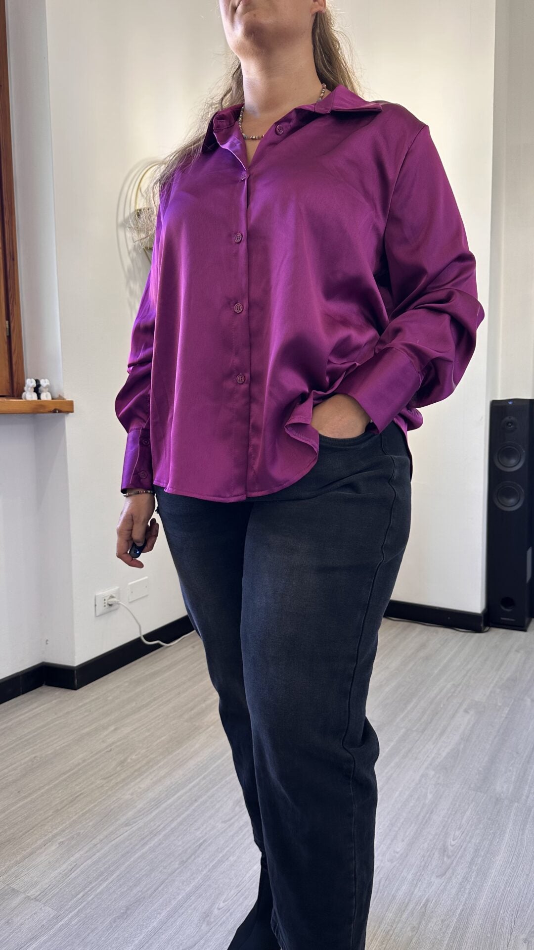 CAMICIA SATIN LISCIA CICLAMINO