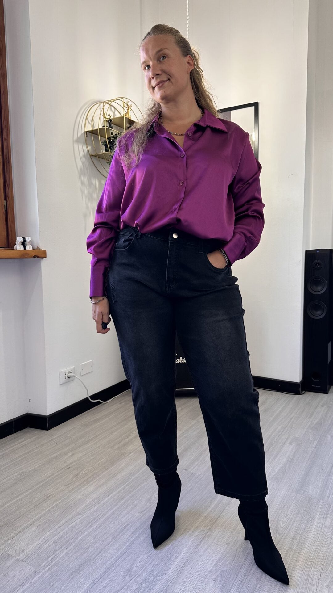 CAMICIA SATIN LISCIA CICLAMINO