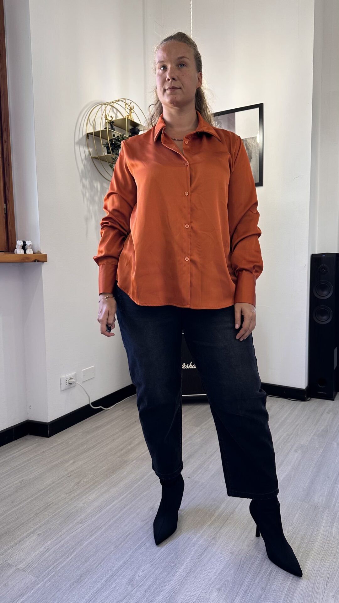CAMICIA SATIN LISCIA ARANCIO