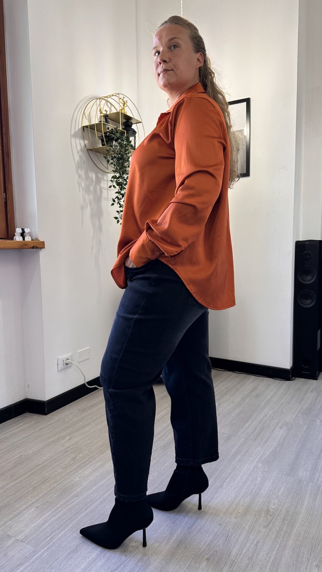 CAMICIA SATIN LISCIA ARANCIO