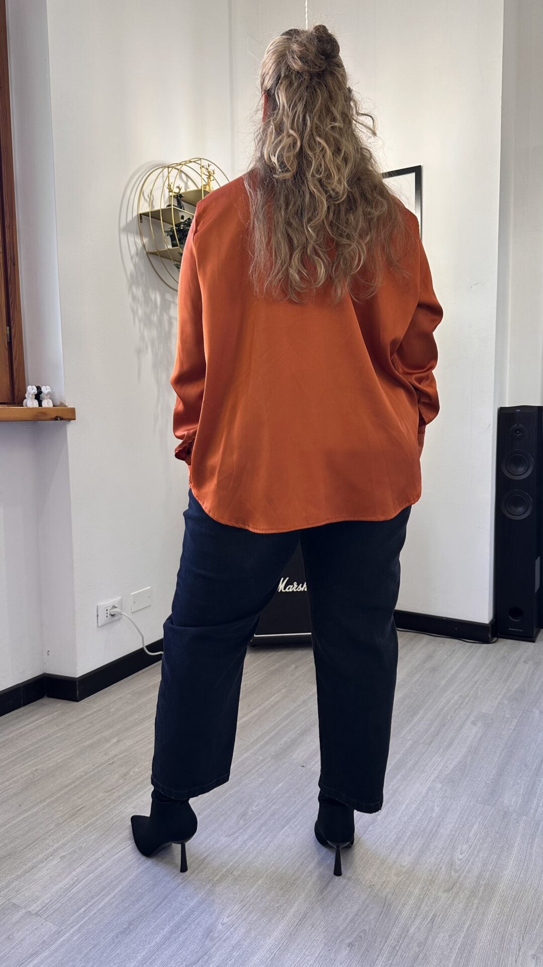 CAMICIA SATIN LISCIA ARANCIO