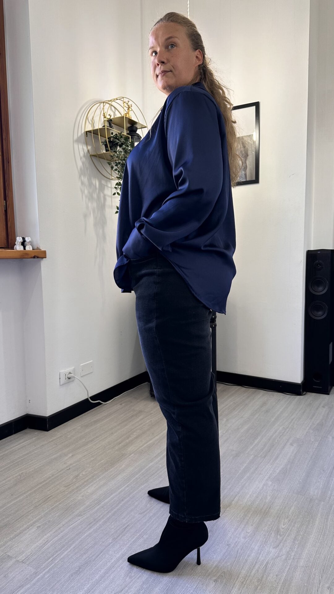 CAMICIA SATIN LISCIA BLU