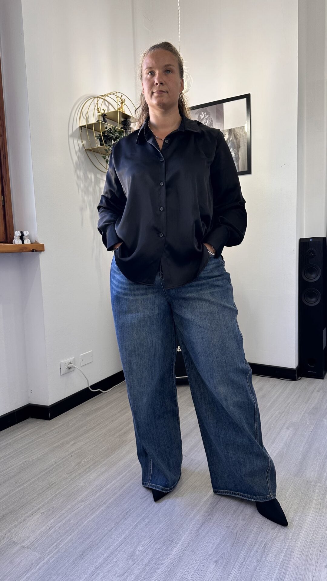 0085 JEANS A PALAZZO LAVAGGIO MEDIO