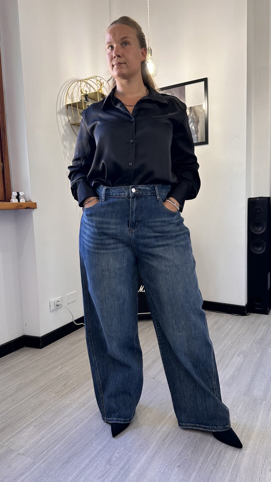 0085 JEANS A PALAZZO LAVAGGIO MEDIO