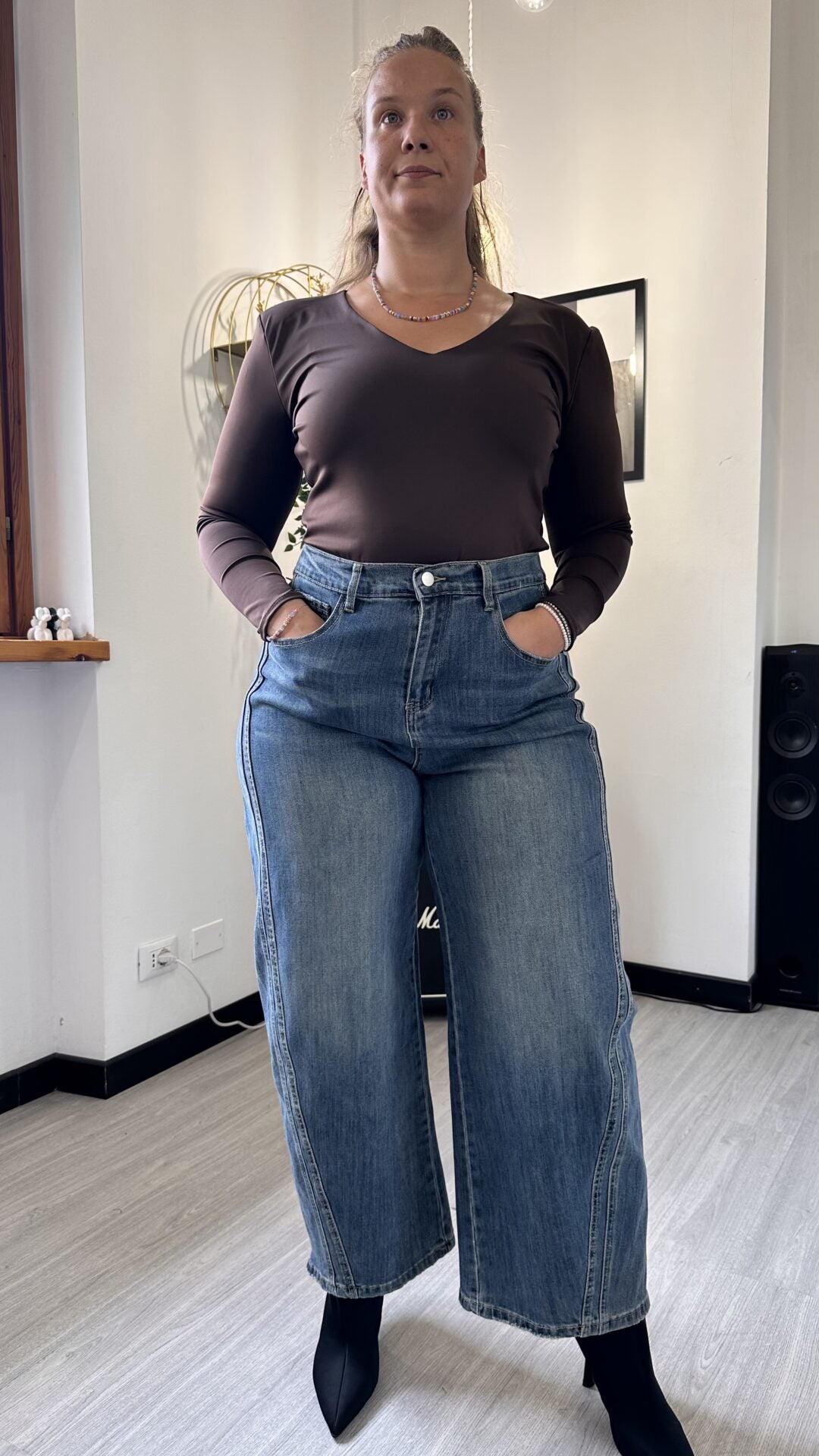0091 JEANS A PALAZZO CHIARO