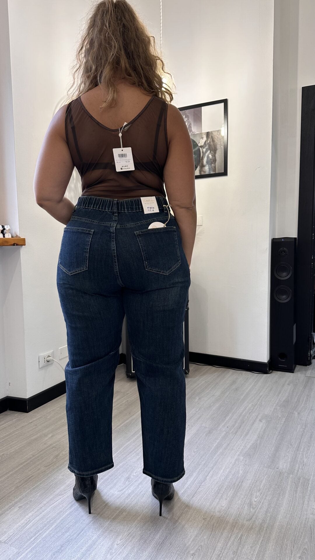 BODY CON PIZZO E TRASPARENZE MARRONE