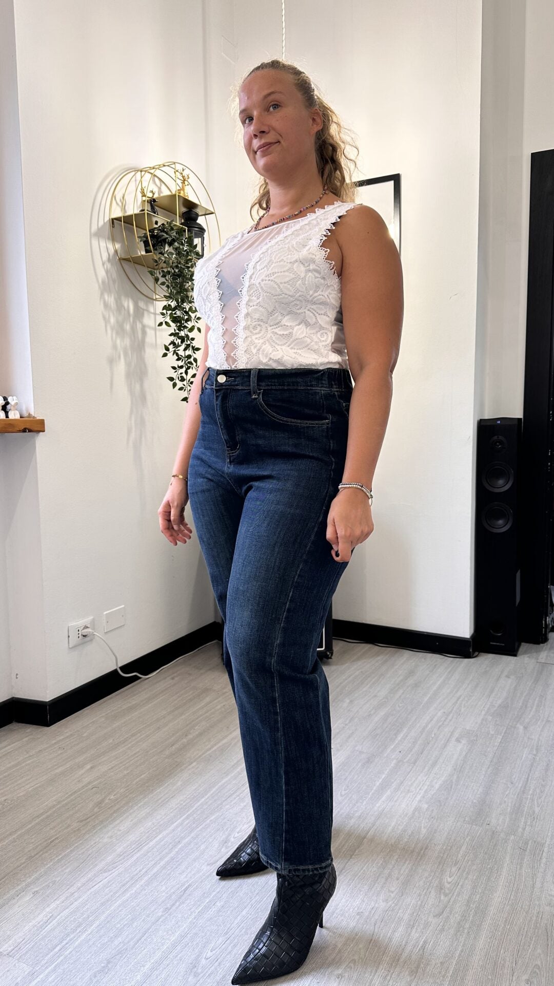 BODY CON PIZZO E TRASPARENZE BIANCO