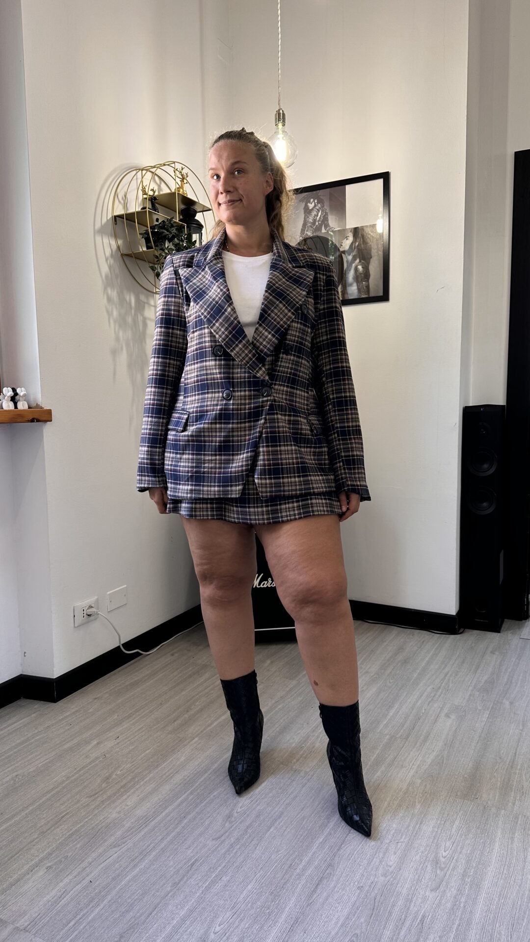 COORDINATO TARTAN BLU