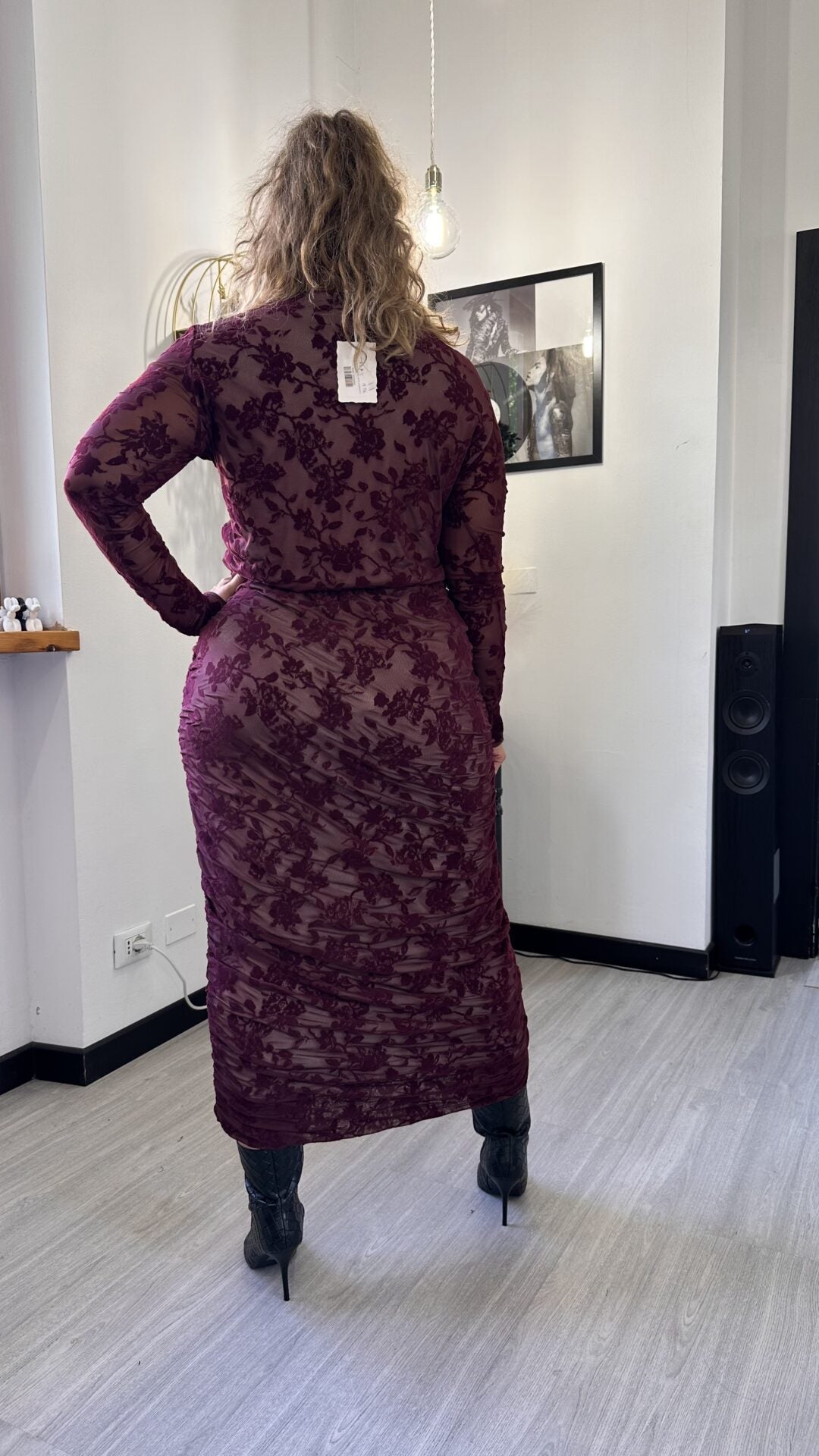 COORDINATO GLAM CON FIORI BORDEAUX