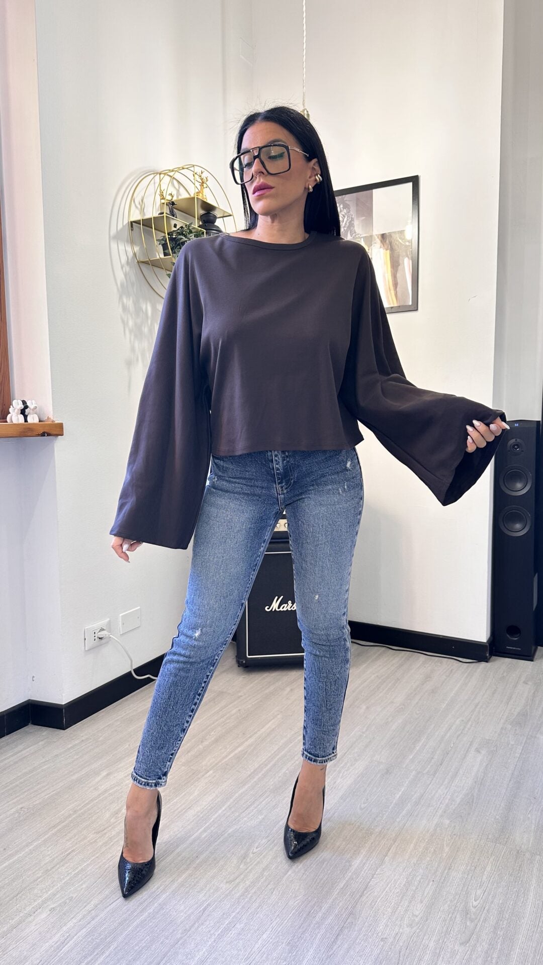 LONG SLEEVE OVER MARRONE