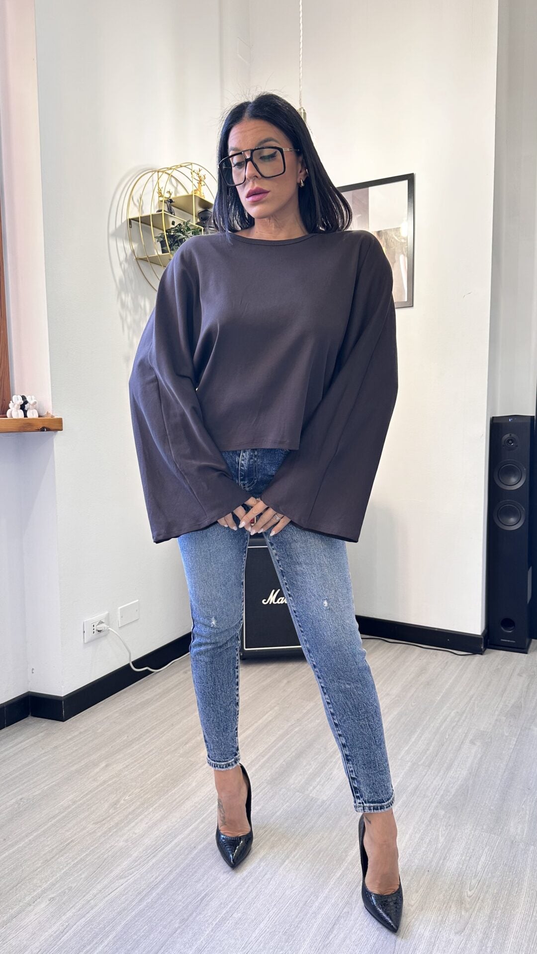 LONG SLEEVE OVER MARRONE
