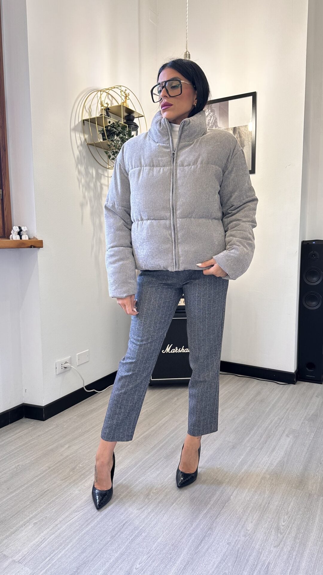 BOMBER IN TESSUTO GRIGIO