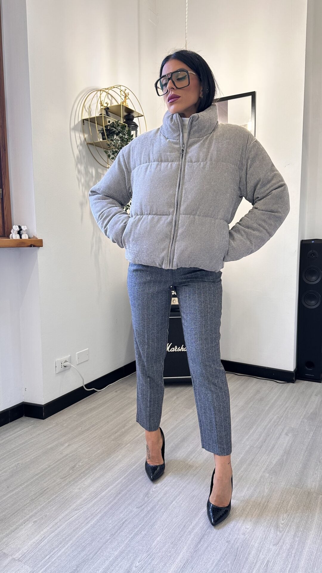 BOMBER IN TESSUTO GRIGIO