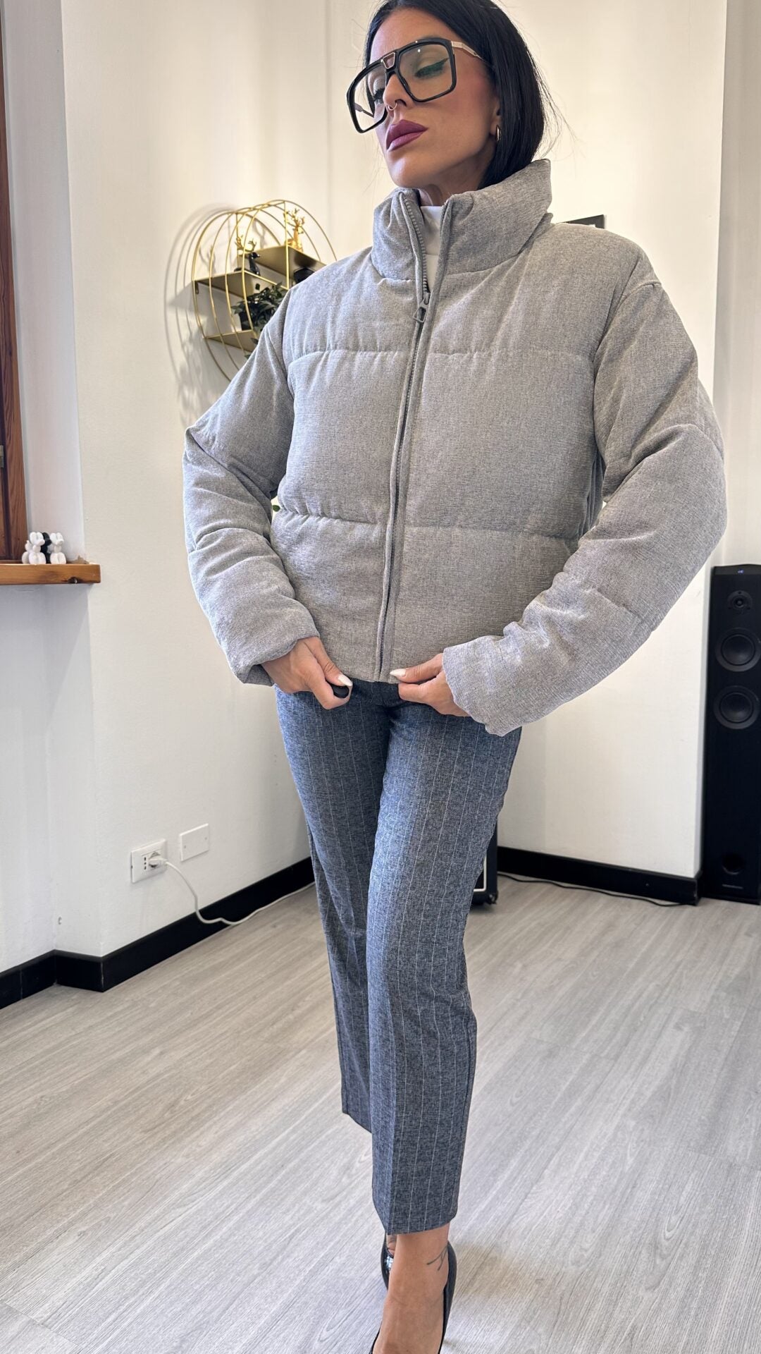BOMBER IN TESSUTO GRIGIO
