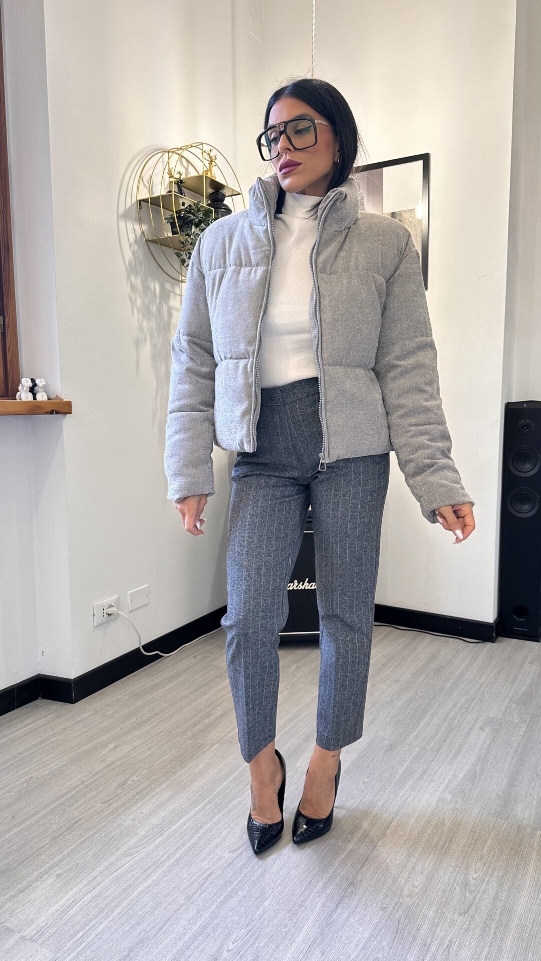 BOMBER IN TESSUTO GRIGIO