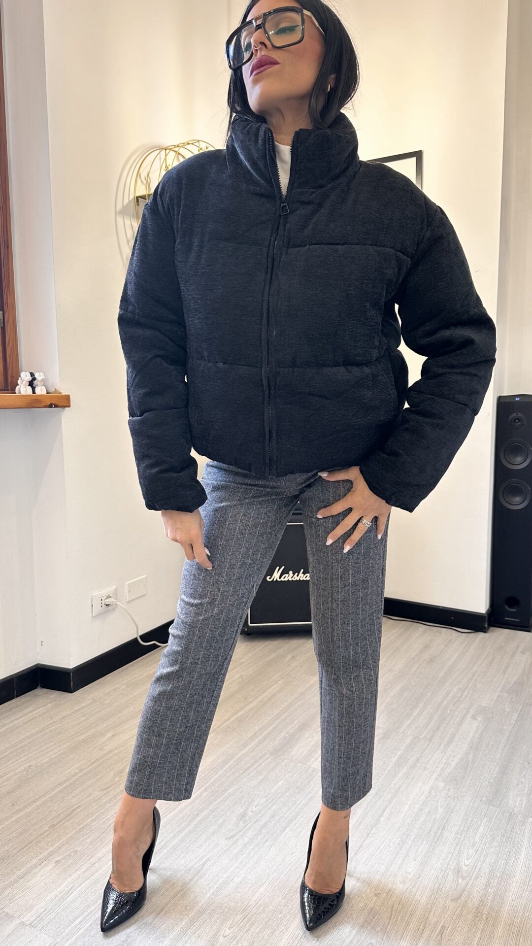 BOMBER IN TESSUTO NERO