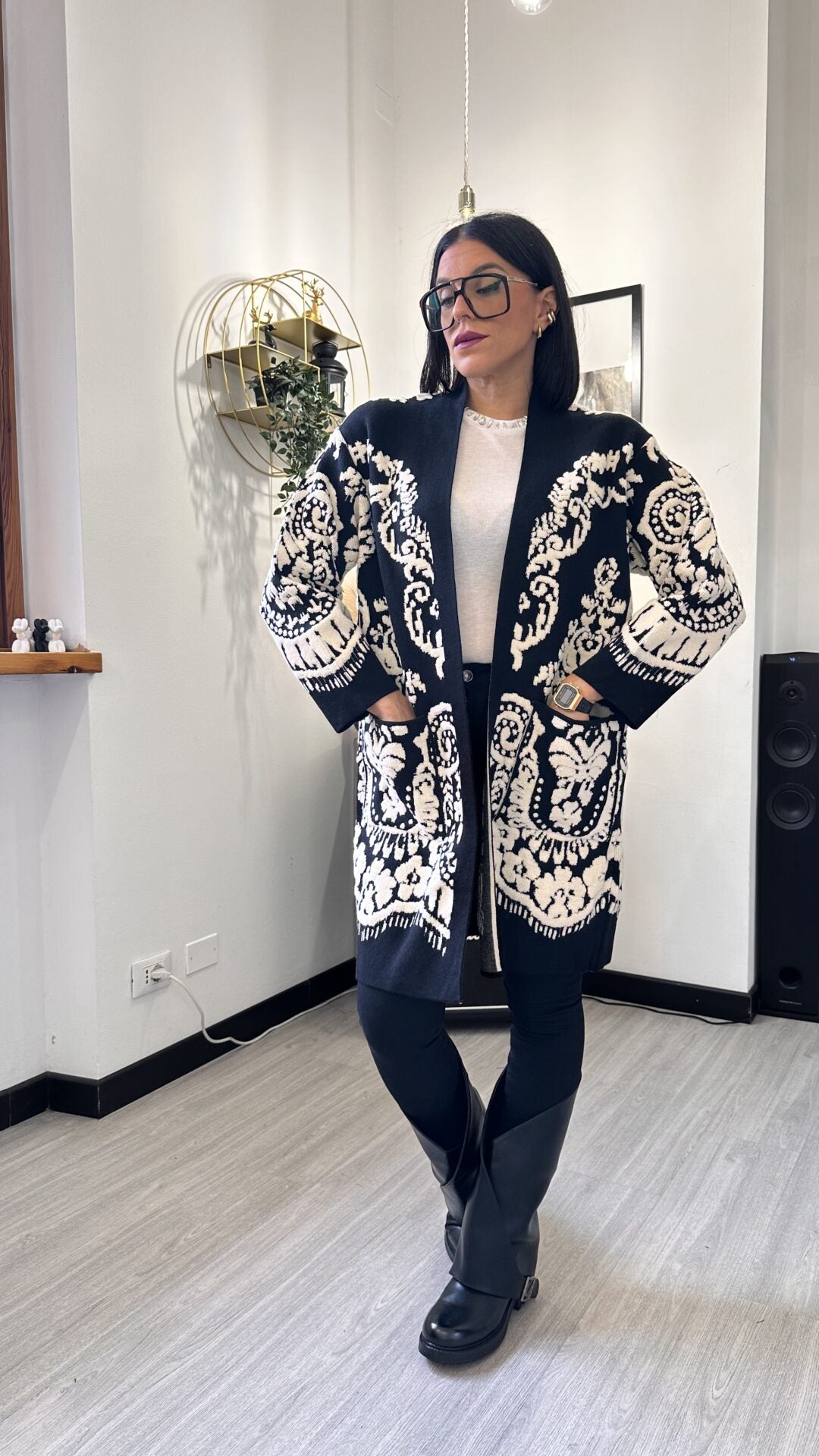 CARDIGAN CON RICAMI NERO