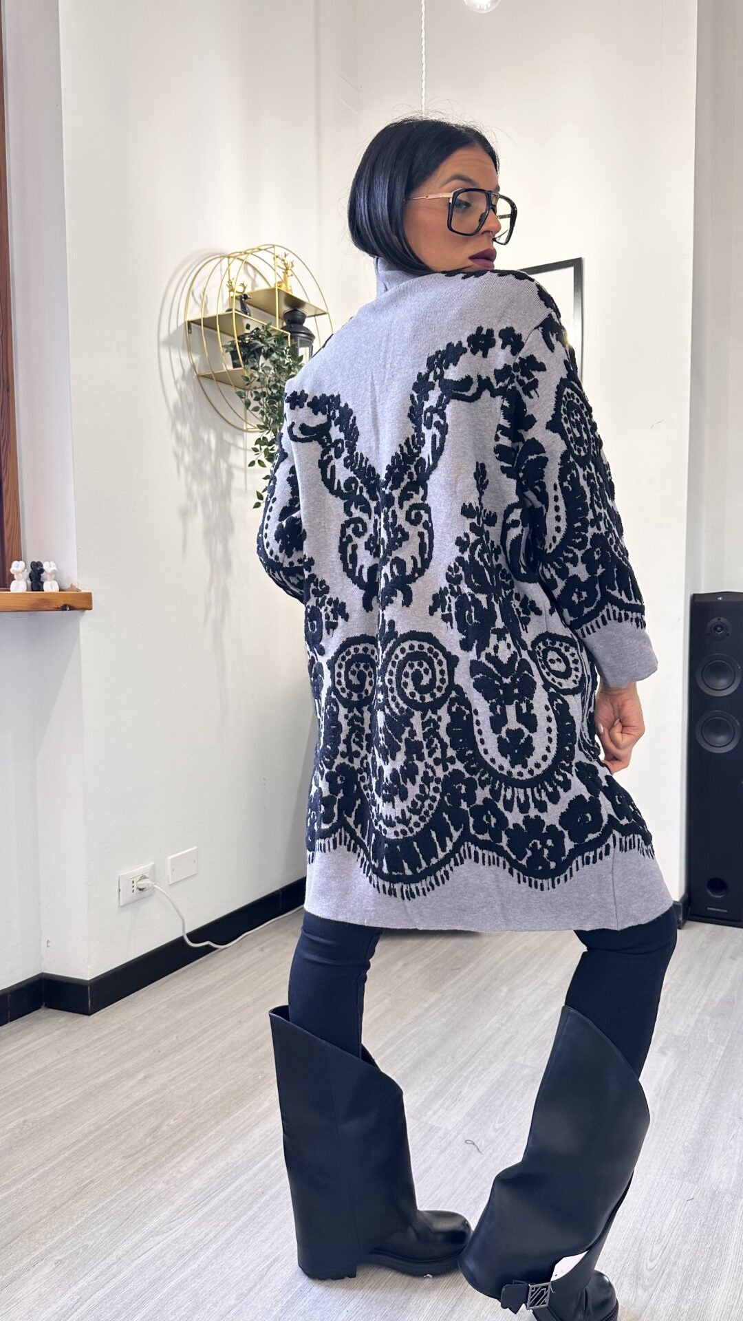 CARDIGAN CON RICAMI GRIGIO